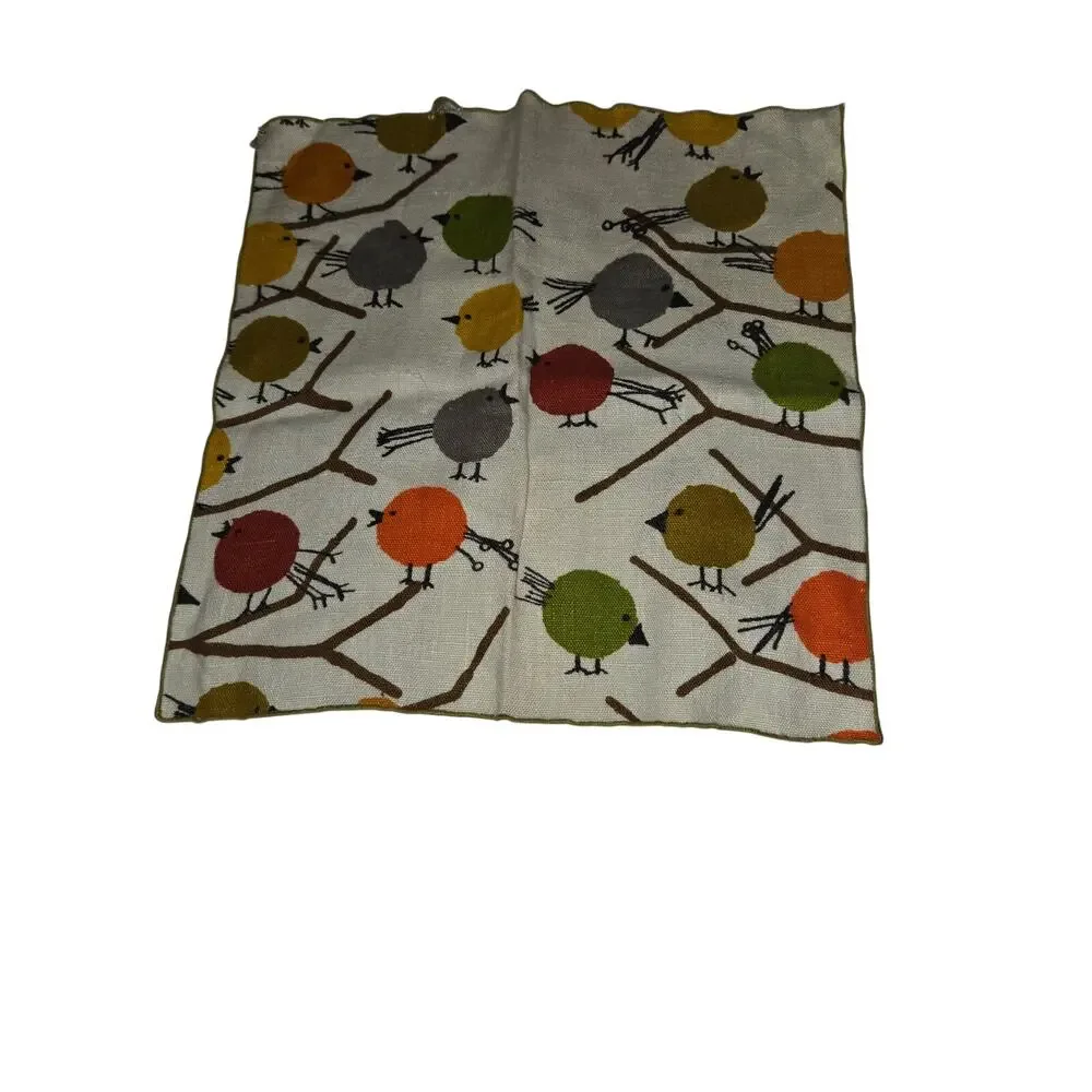 Vintage Linen Dish Kitchen Towel Birds 60's